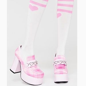 Dolls Kill Heart Stripe Knee Socks